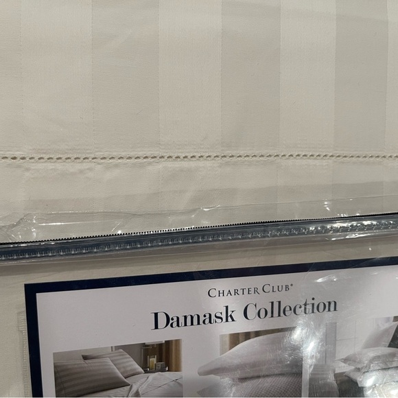 TWIN FLAT SHEET ONLY-Charter Club Cream Damask Collection 550 TC 100% Cotton - Picture 5 of 5